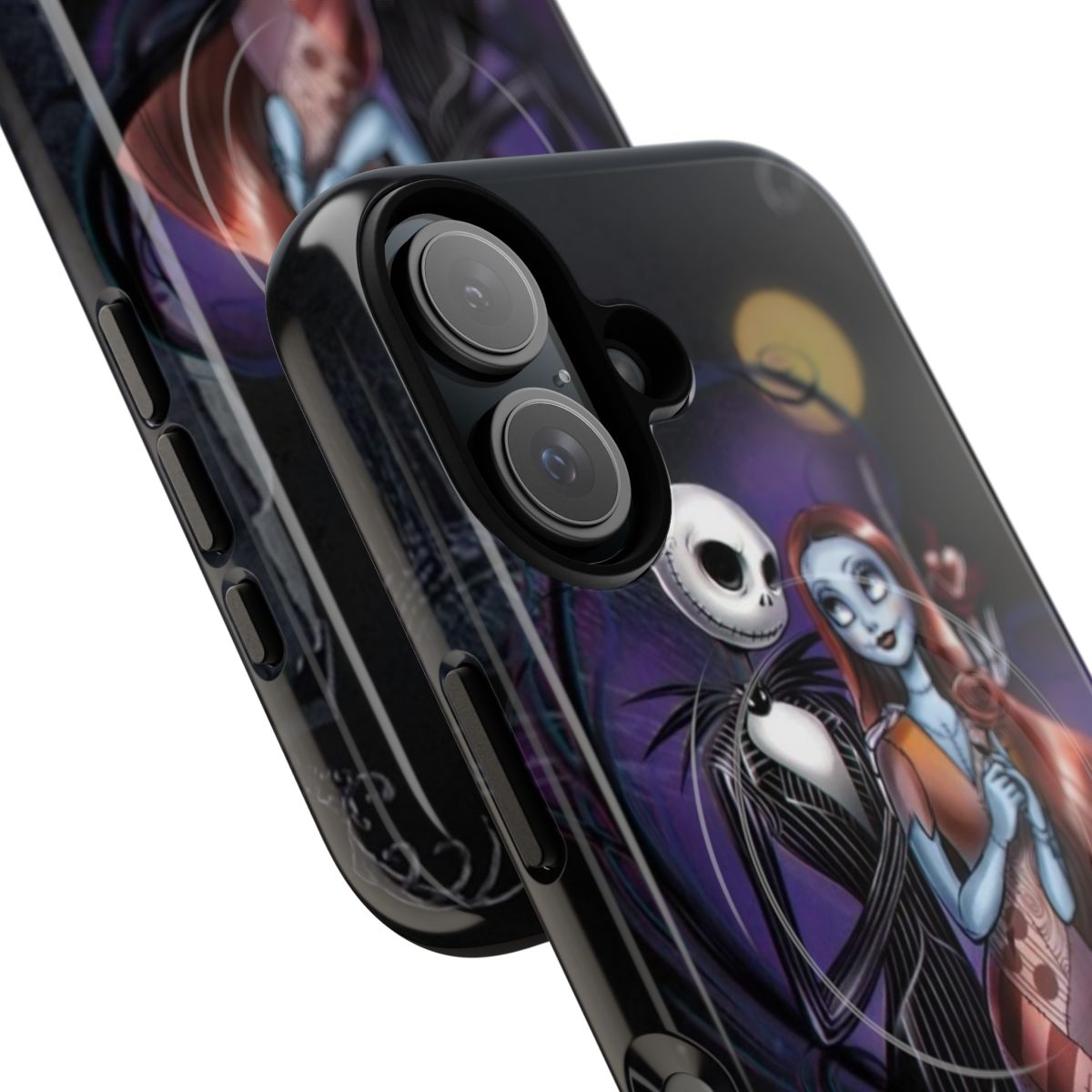 Magnetic phone case featuring Jack Skellington and Sally from the Nightmare Before Christmas movie. - Detail