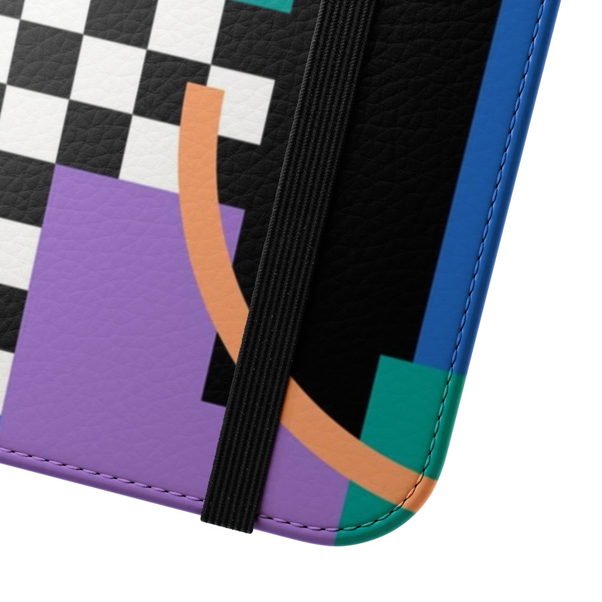 Retro Memphis pattern 90s 80s style flip phone case - Close Up