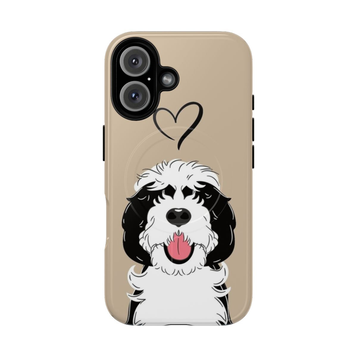 Sheepadoodle dog phone case with black and white design