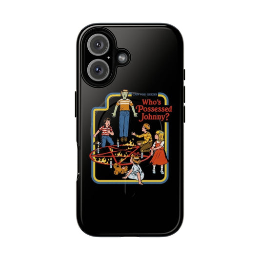 Retro supernatural-themed phone case with a demonic possession parody design