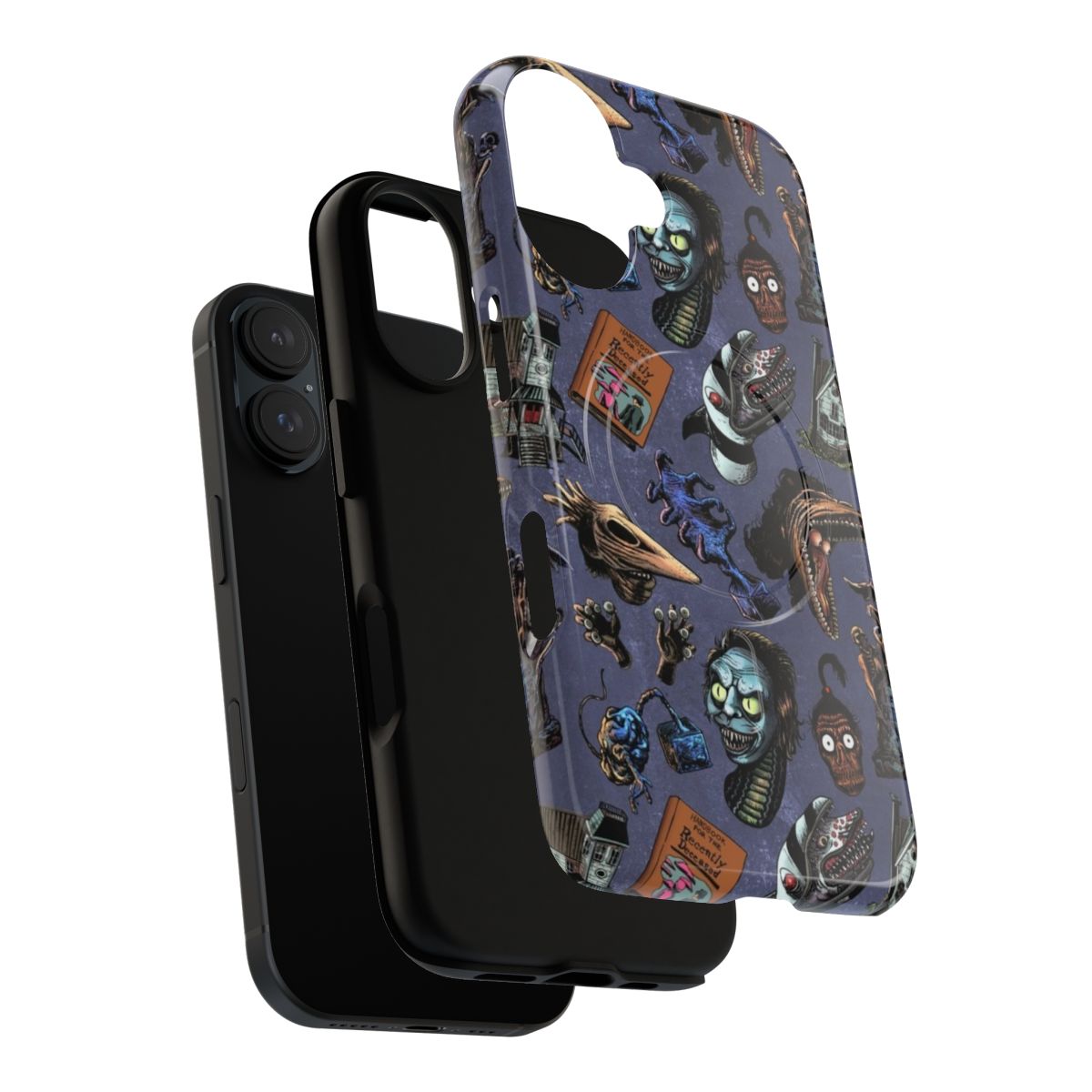 Violet Magnetic Tough Phone Case with Beetlejuice-inspired seamless pattern - Layers