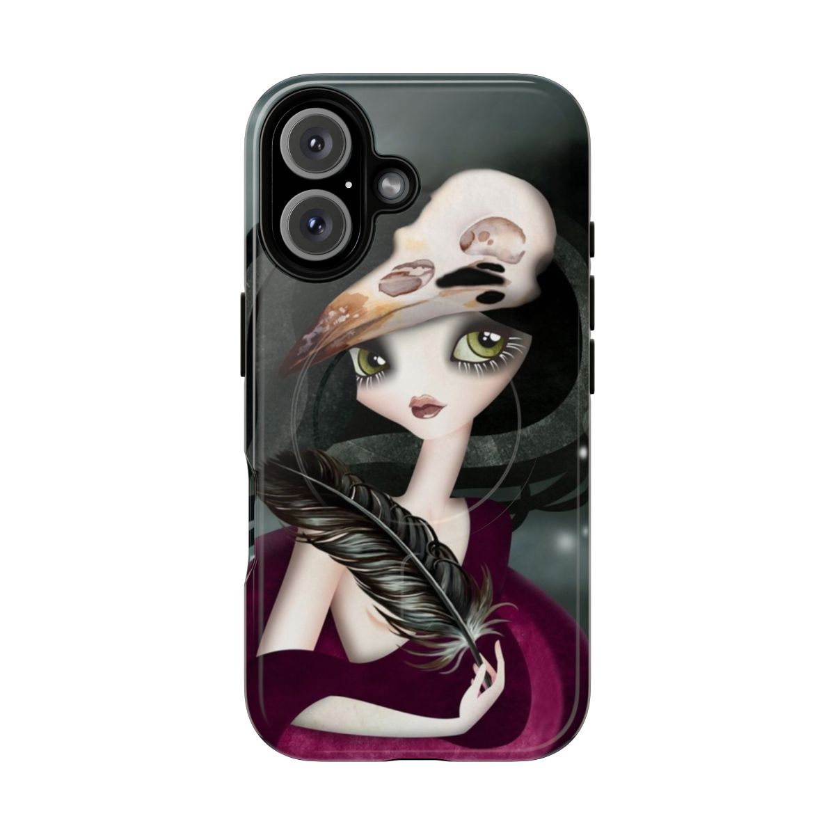 Spooky gothic-inspired phone case with occult and mystical elements