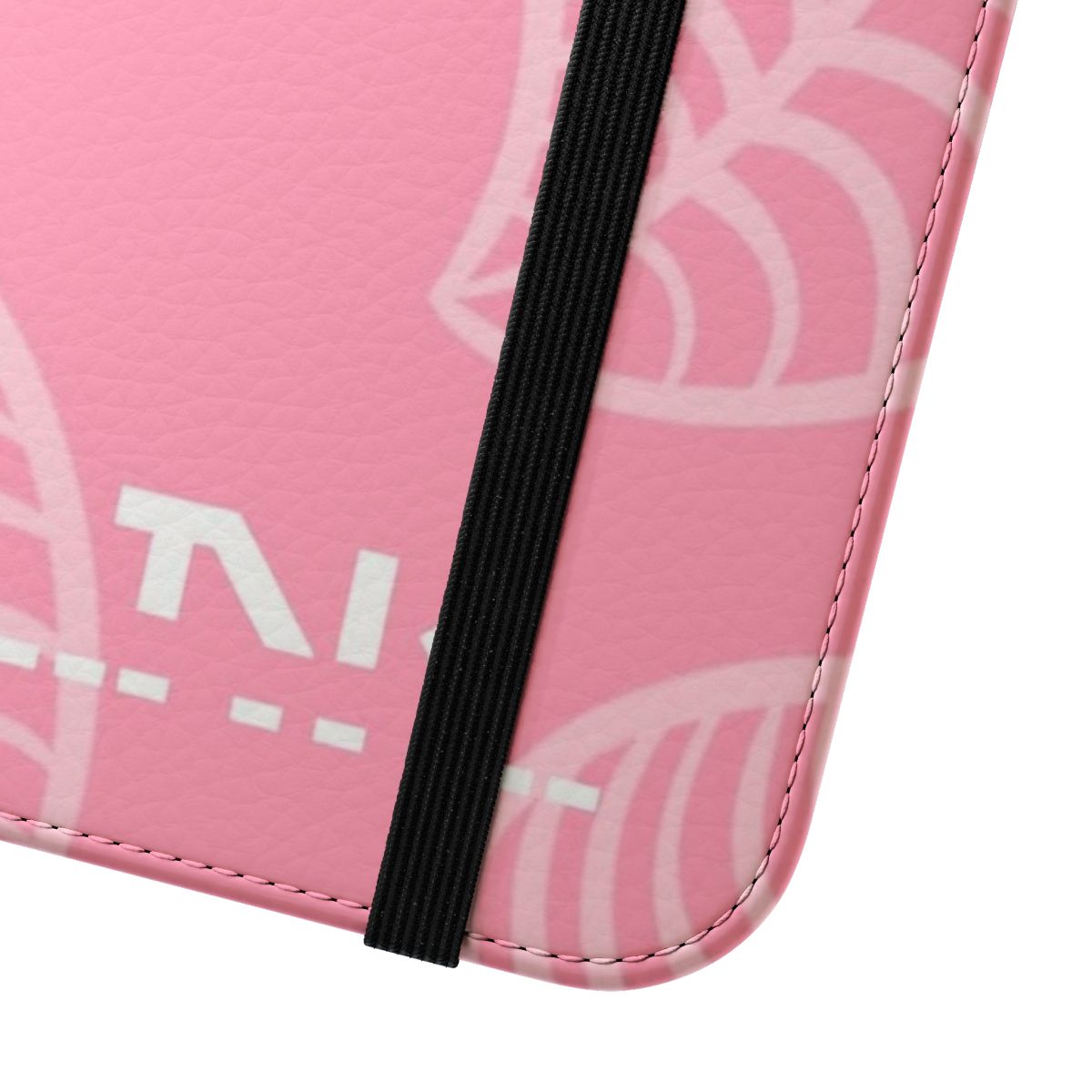 Pink flip phone case with Animal Crossing-inspired design - Close Up