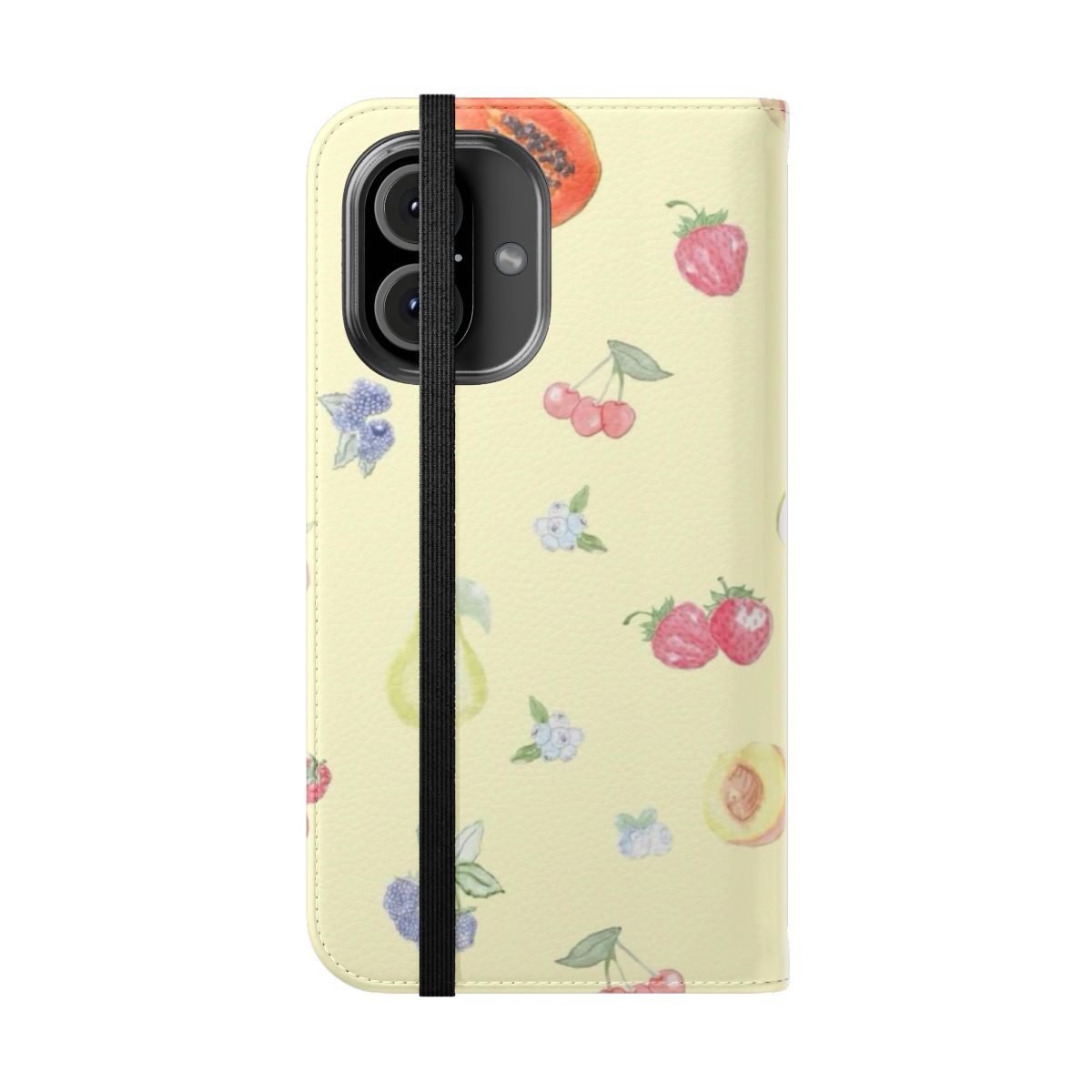 Colorful summer fruits pattern on a flip cover phone case - Folded Front