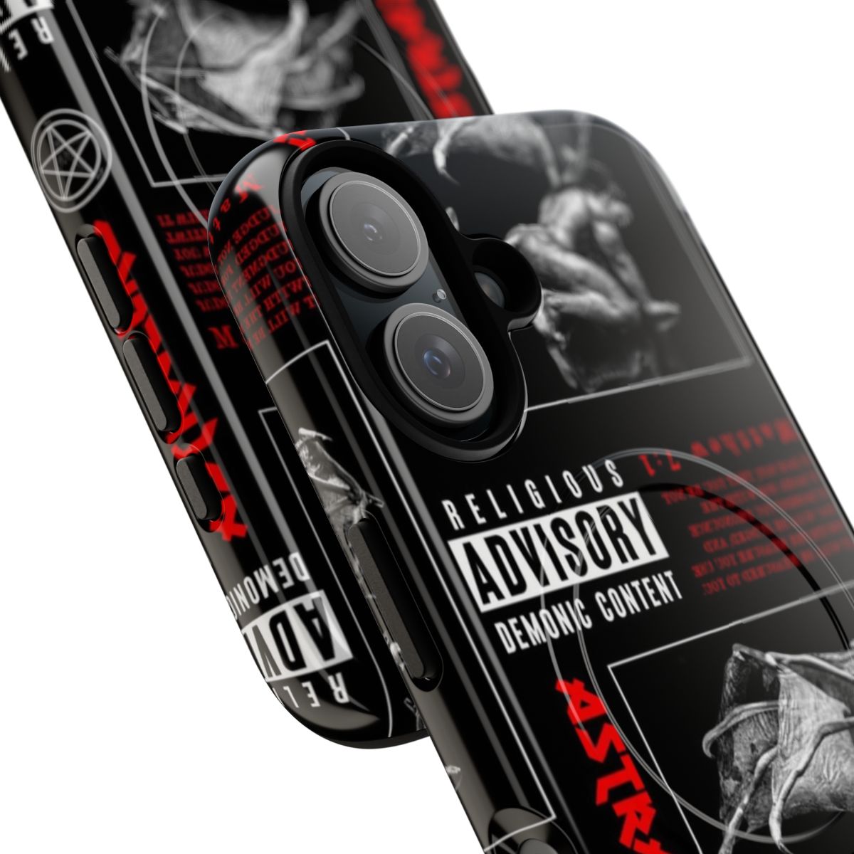 Edgy LGBTQ phone case with occult and demonic-inspired design - Detail