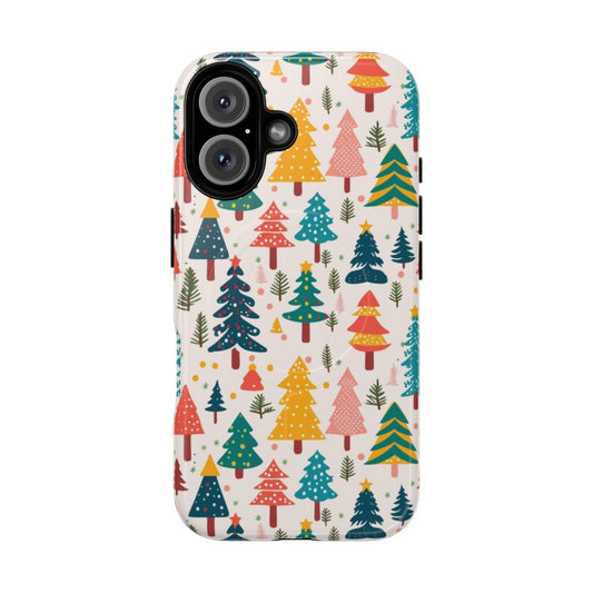 Colorful Christmas tree pattern on a durable and protective magnetic phone case