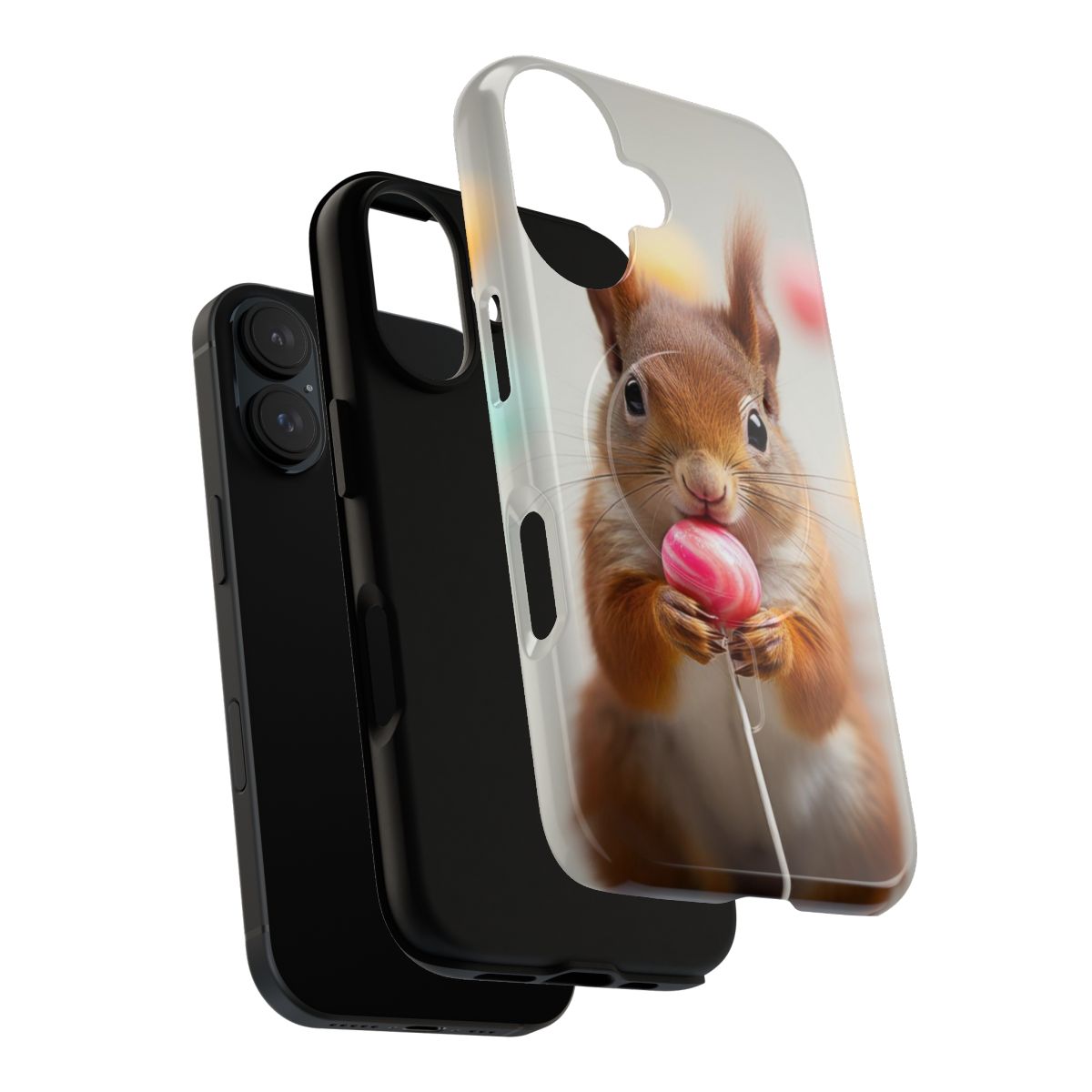 A cute illustration of a squirrel holding a lollipop on a magnetic tough phone case - Layers