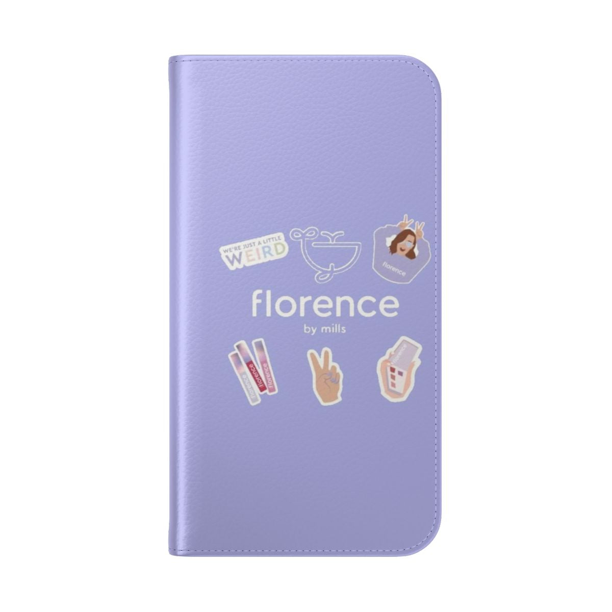 Stylish flip cover phone case with the Florence by Mills logo - Folded Back