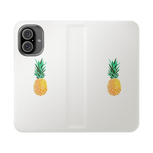 Pineapple-themed flip cover phone case in vibrant summer colors