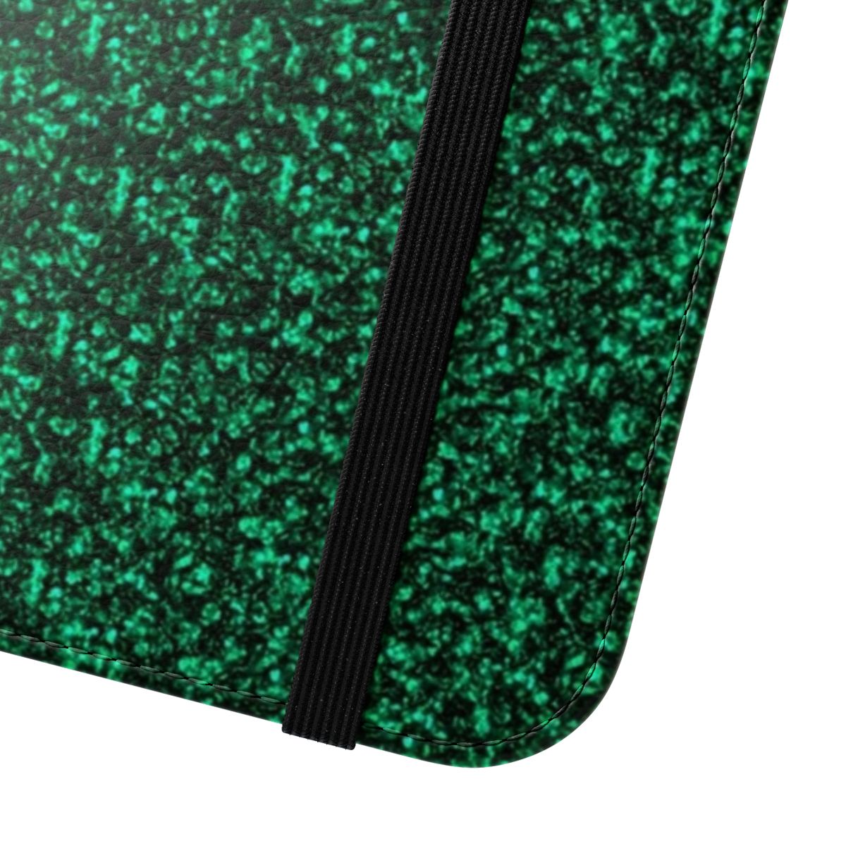 Emerald green phone case with a glittery, shimmering effect - Close Up