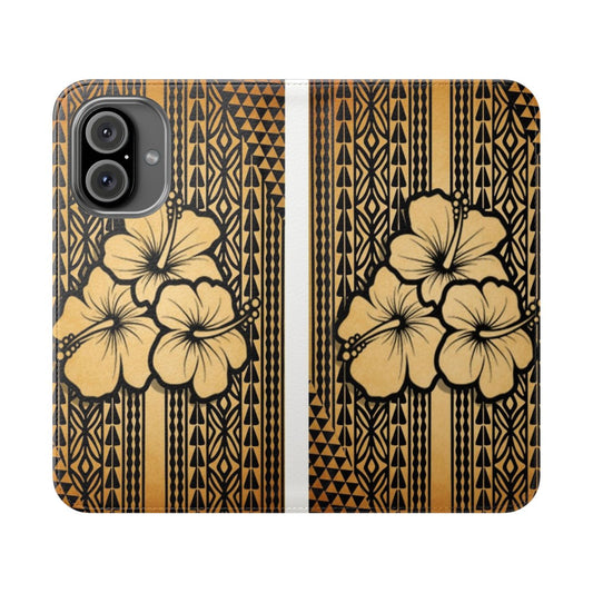 Polynesian-inspired floral and tribal print phone case