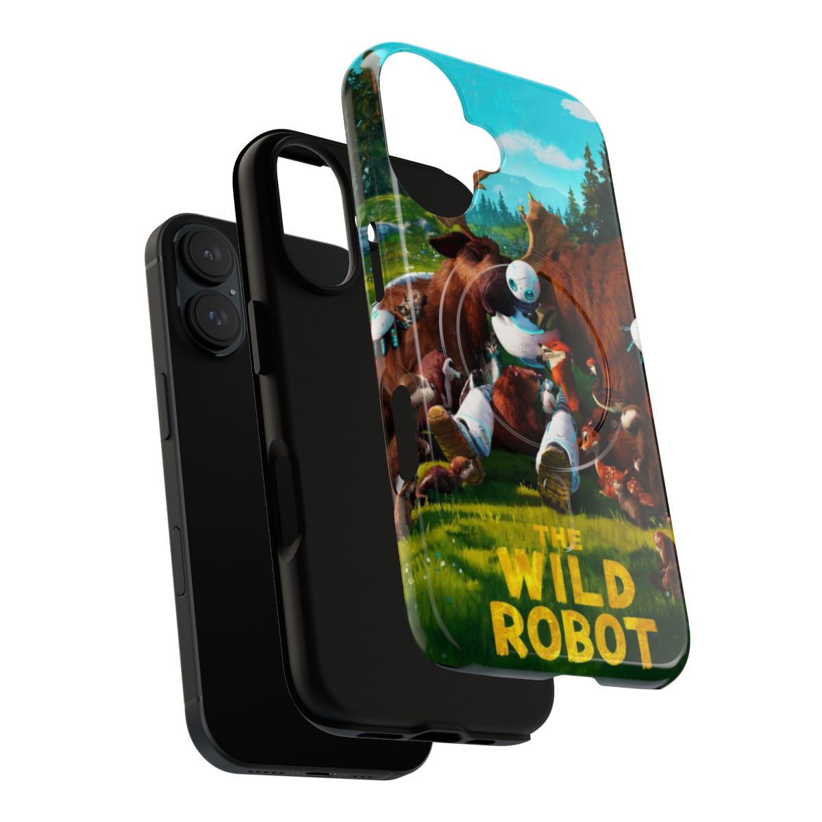 Futuristic robot-themed phone case with magnetic closure - Layers