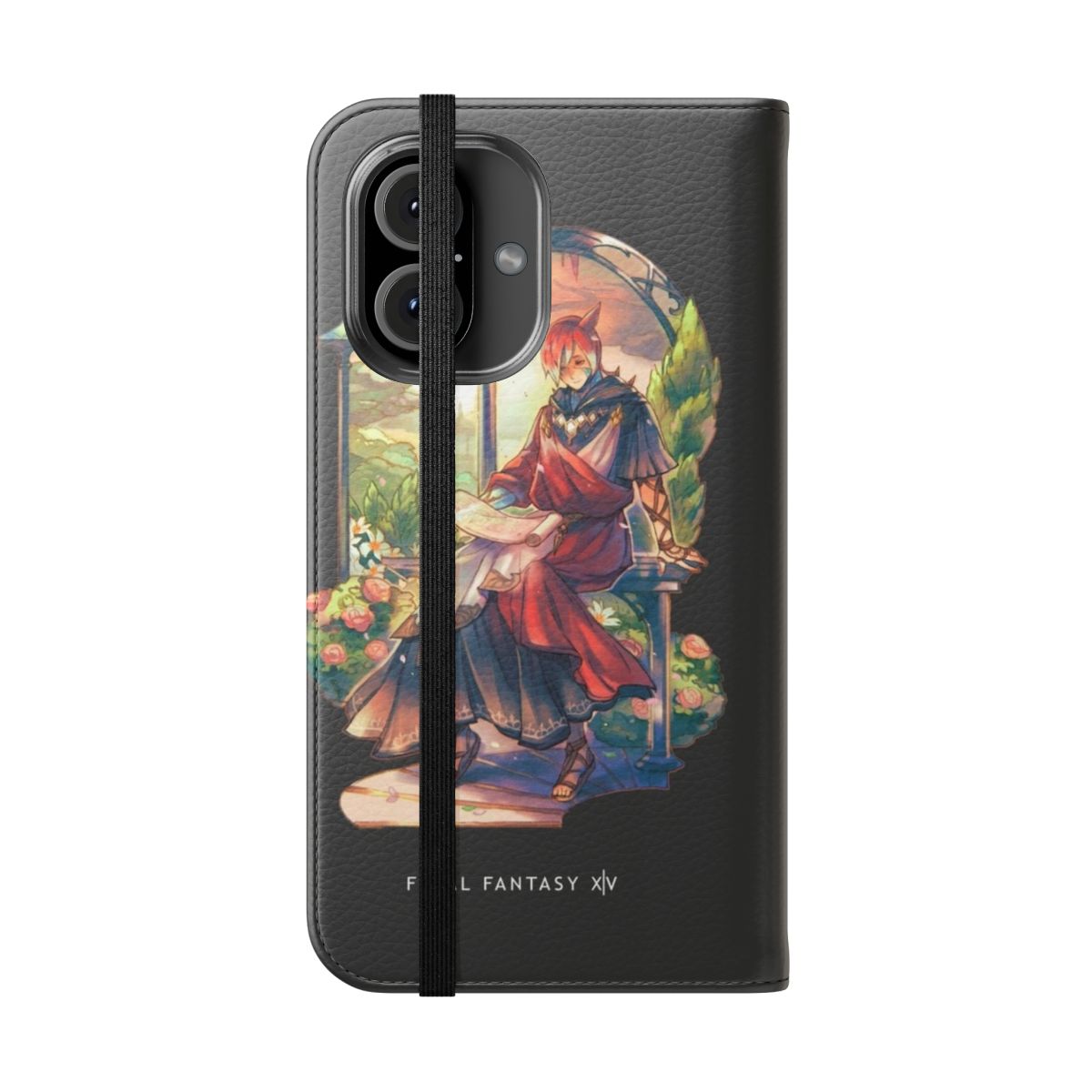 Serene Fantasy Flip Cover Phone Case with Crystal Exarch Garden Inspired Design - Folded Front