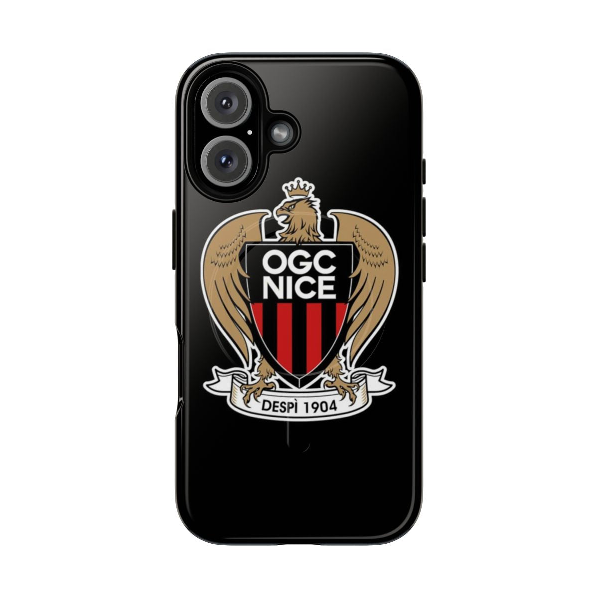 OGC Nice soccer-themed phone case with magnetic closure