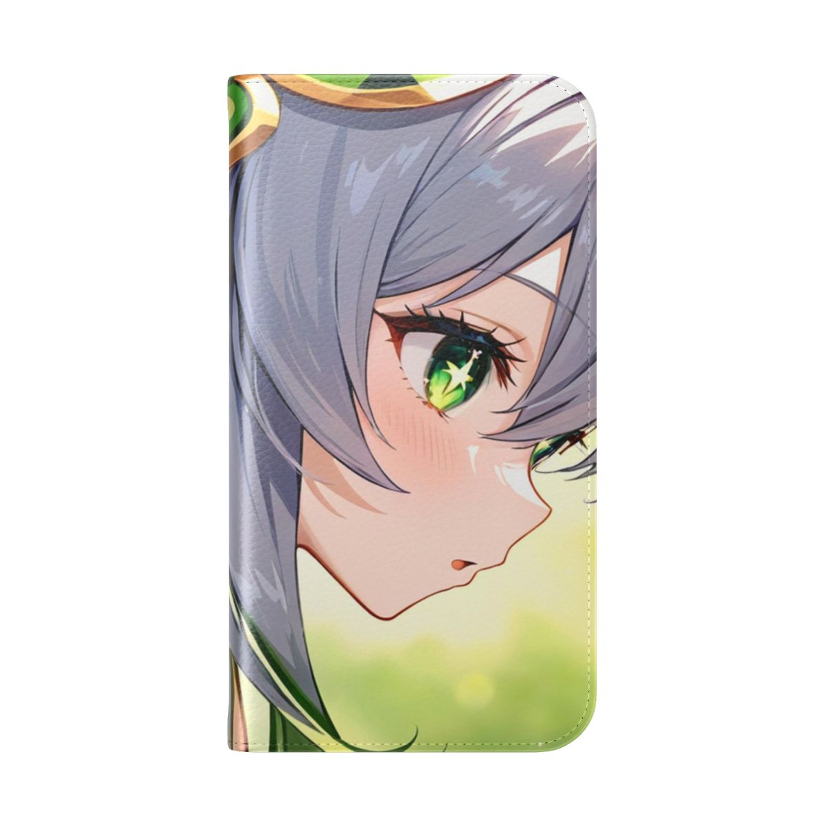 Nahida-inspired anime-style flip cover phone case for Genshin Impact fans - Folded Back