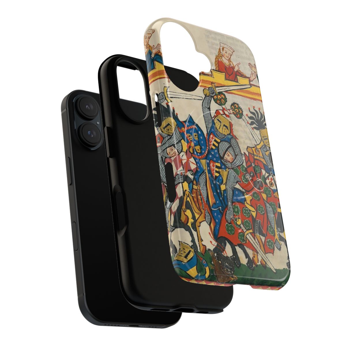 Magnetic tough phone case with medieval tournament and knight design - Layers