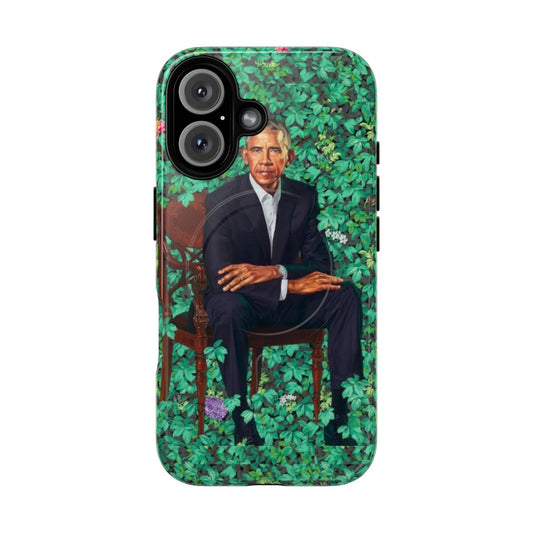 Artwork of former President Barack Obama on a durable magnetic phone case