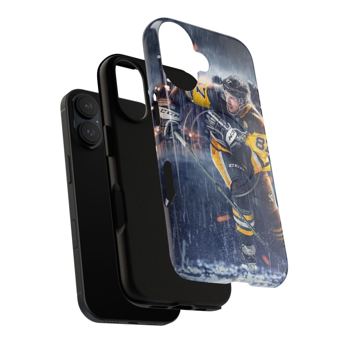 Artistic phone case design featuring an illustration of hockey player Sidney Crosby - Layers