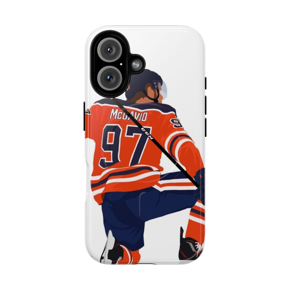 Tough magnetic phone case with Connor McDavid and Edmonton Oilers logo