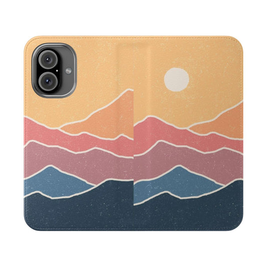 Flip cover phone case with nature landscape design