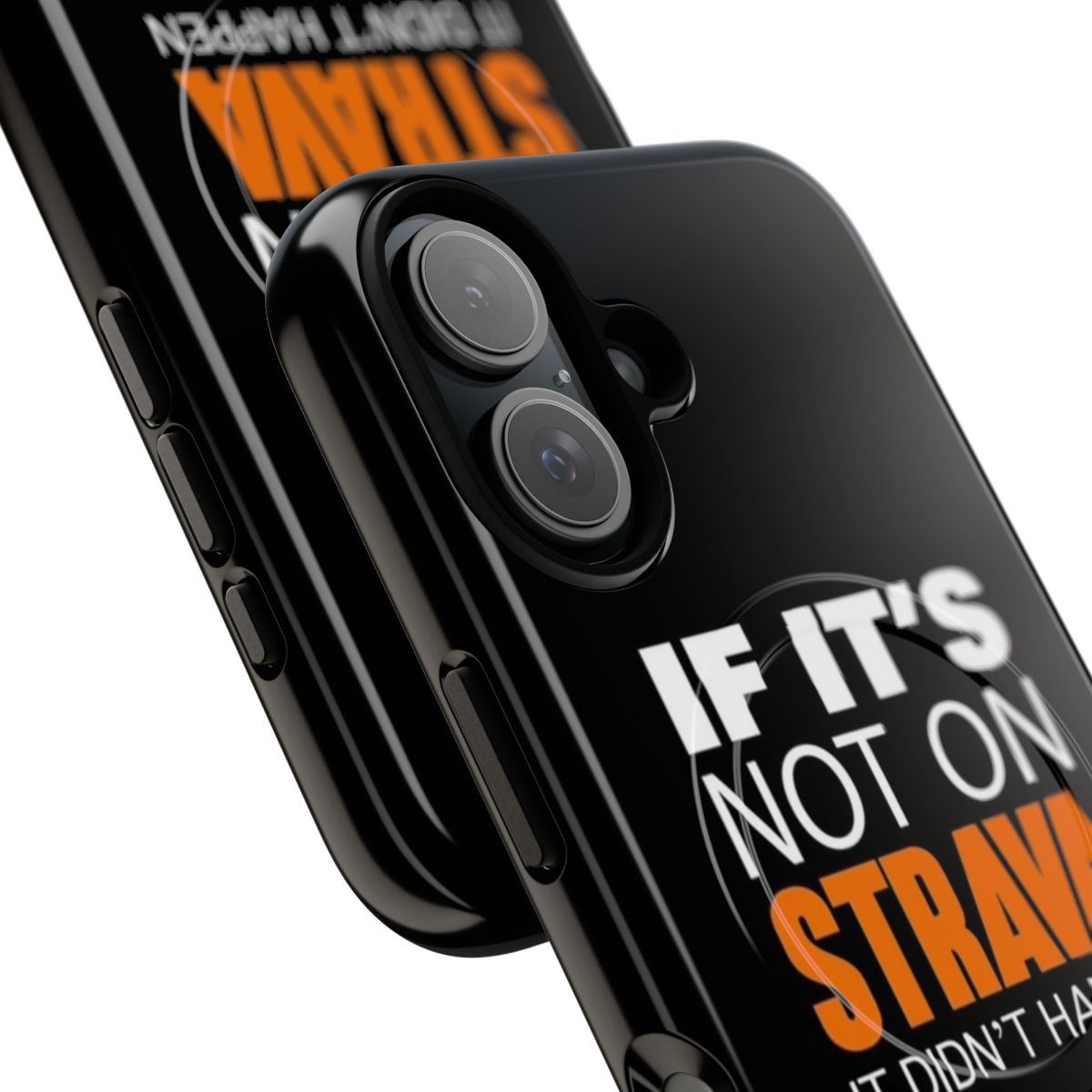 Durable phone case with "If it's not on Strava It Didn't Happen" design for cycling enthusiasts - Detail