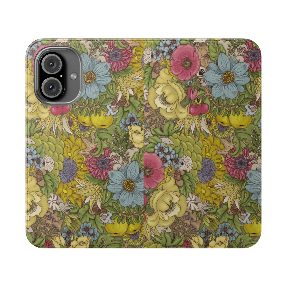 Colorful floral and nature themed flip phone case