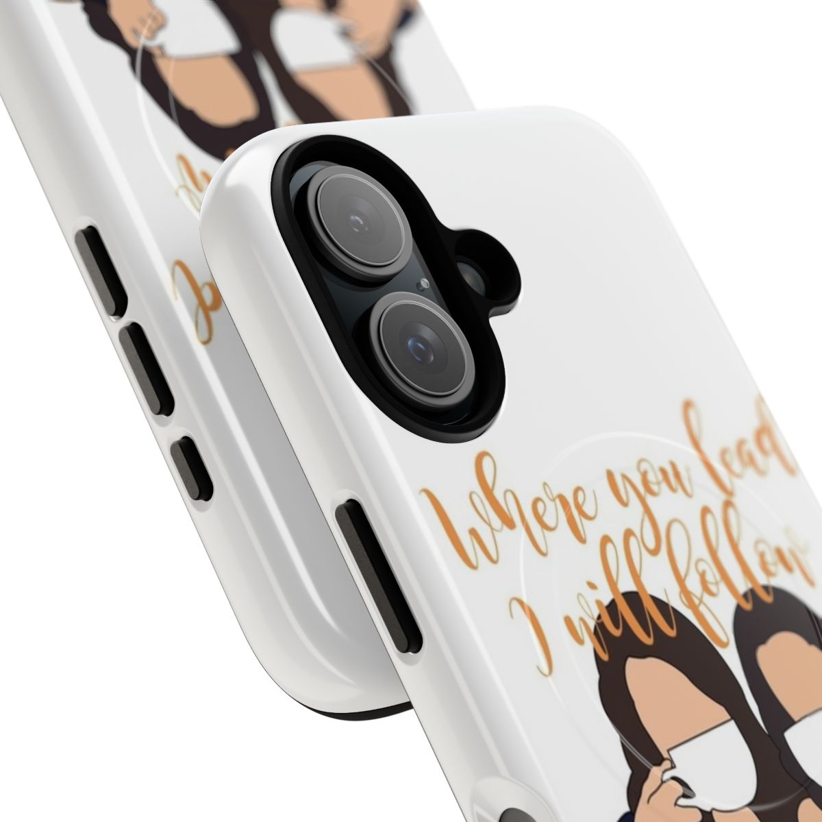 Gilmore Girls-themed magnetic tough phone case with "Where you lead I will follow" design - Detail