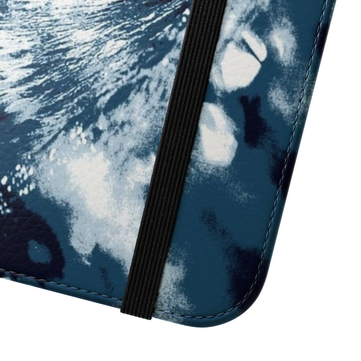 Blue wave flip cover phone case with Hawaiian surf graphic - Close Up