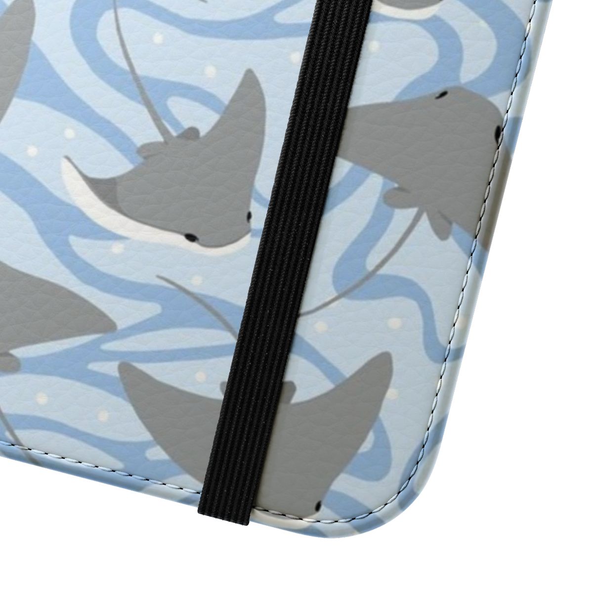 Stingray and cownose ray illustration on a colorful phone case - Close Up