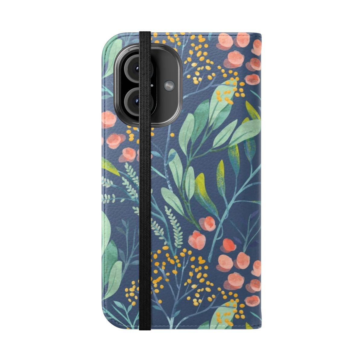 Vibrant floral pattern on a protective phone case - Folded Front