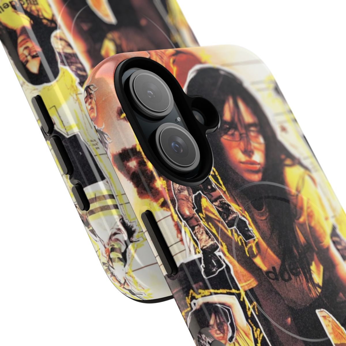 Customizable phone case with a magnetic and tough design, featuring a collage design inspired by Billie Eilish. - Detail