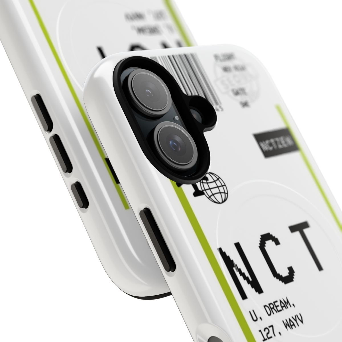 Magnetic tough phone case with NCT boarding pass design - Detail