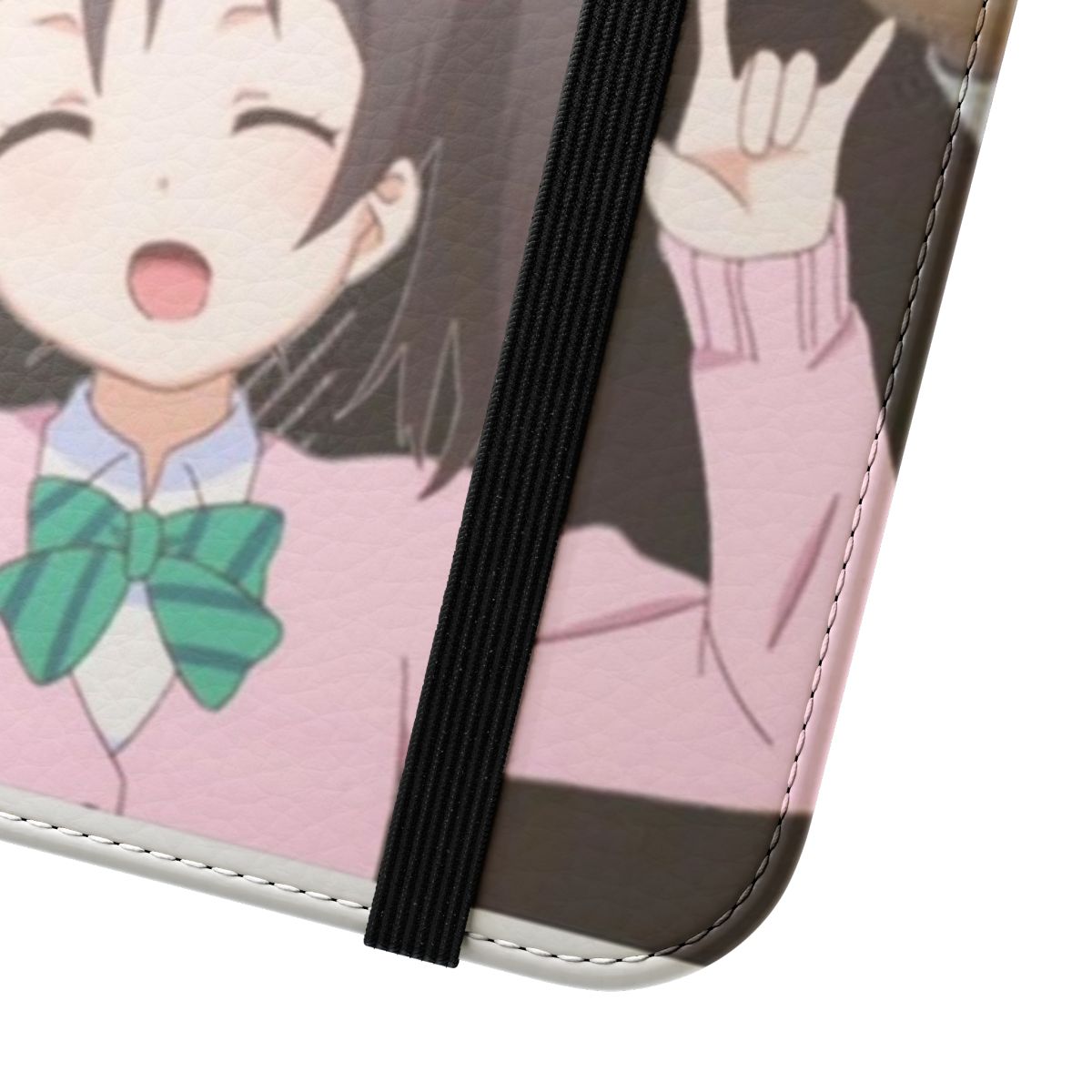 Nico Nico Nii-Inspired Flip Cover Phone Case with Kawaii Design - Close Up