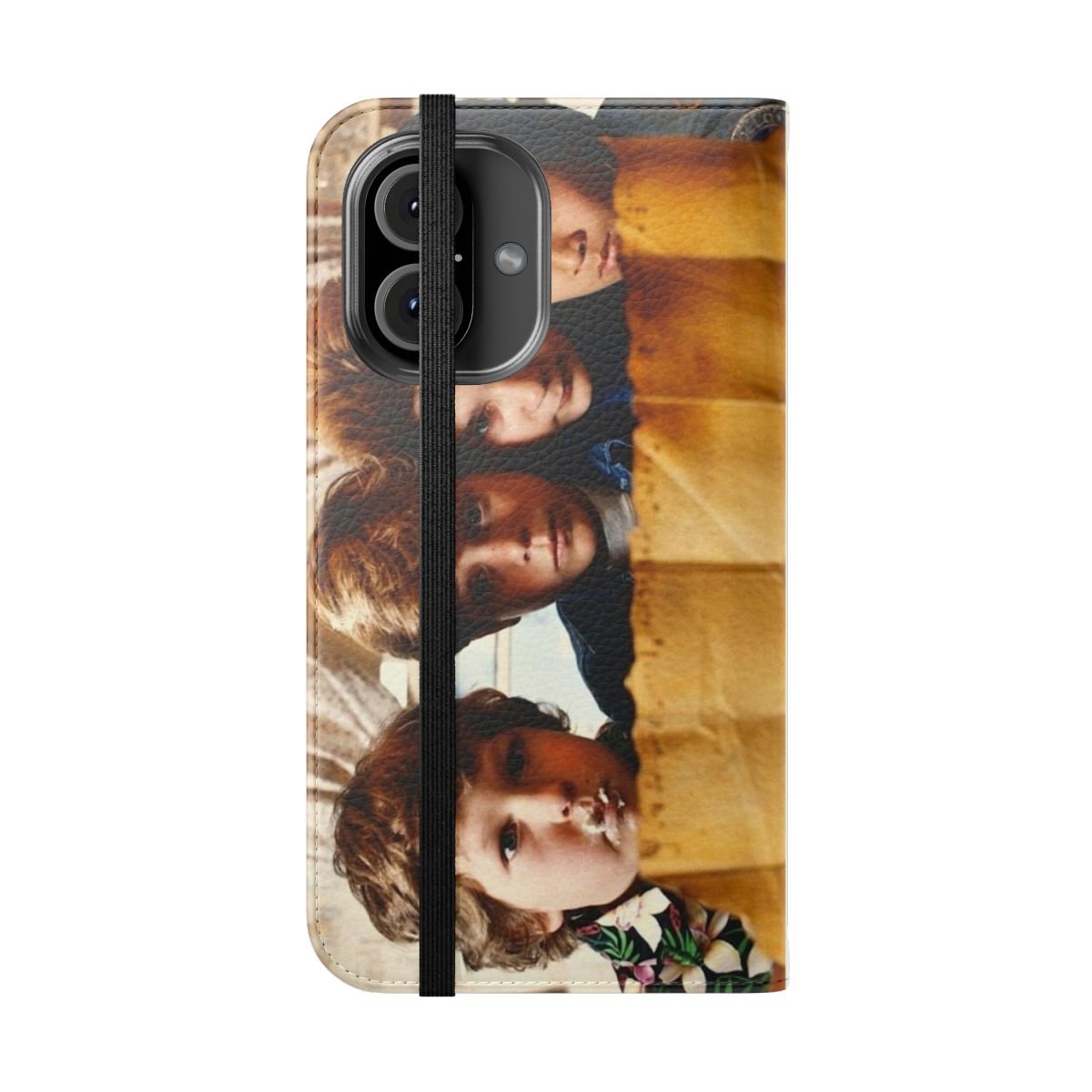 Retro-inspired flip cover phone case with The Goonies movie design - Folded Front