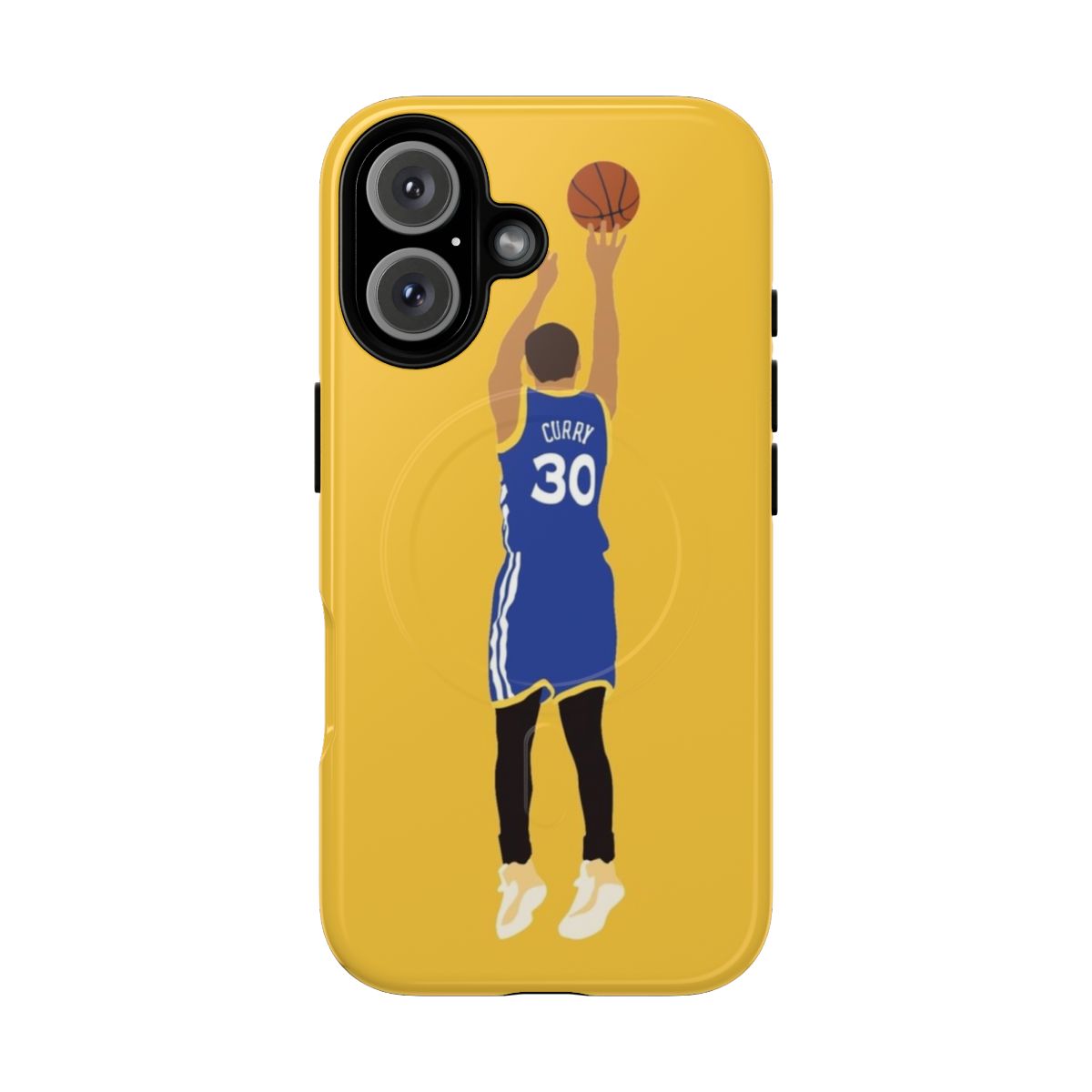 Illustration of Steph Curry in a minimalist cartoon style on a magnetic phone case