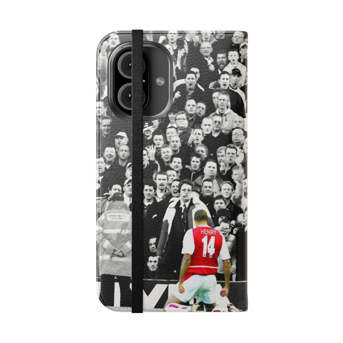 Sleek phone case featuring the iconic image of football legend Thierry Henry - Folded Front