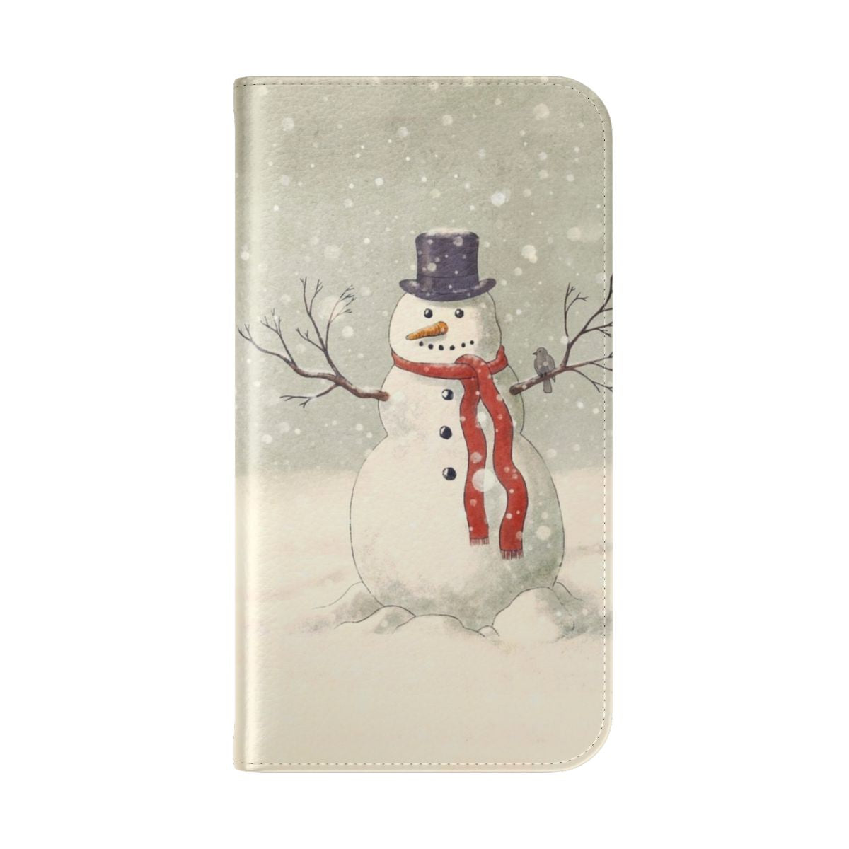 Festive snowman illustration on a mobile phone case - Folded Back