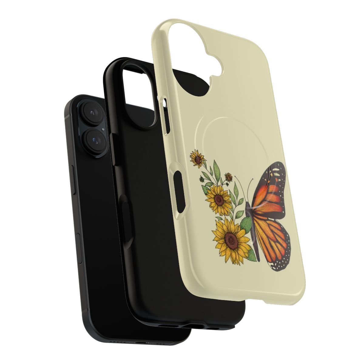 Stylish butterfly-patterned magnetic phone case with a tough protective design - Layers