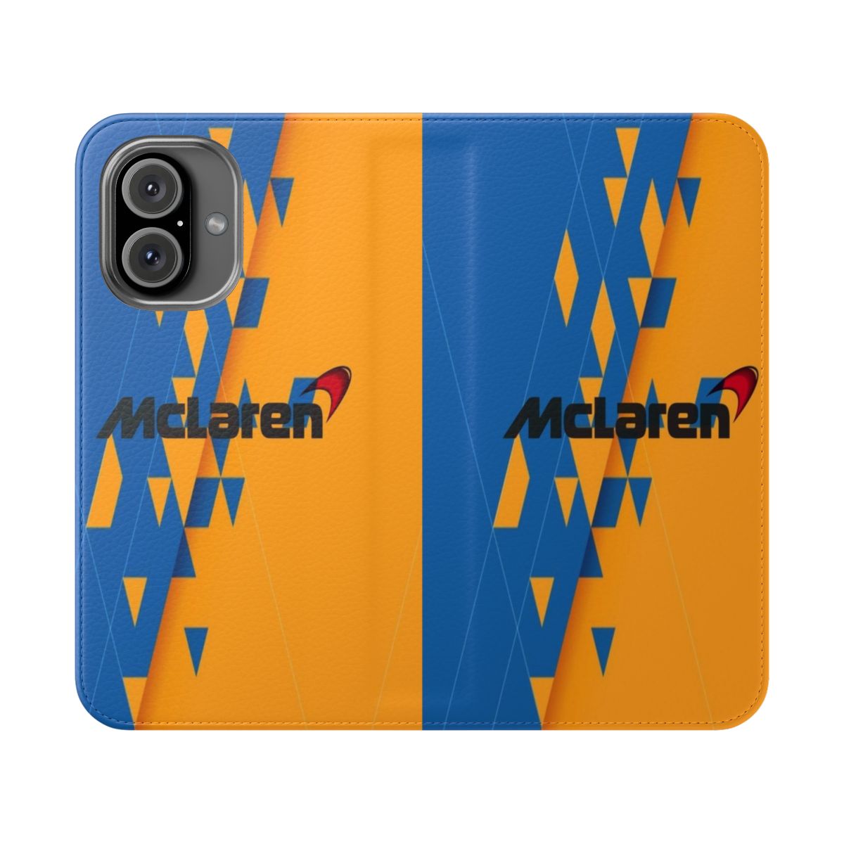 Mclaren F1-themed flip cover phone case with sleek design