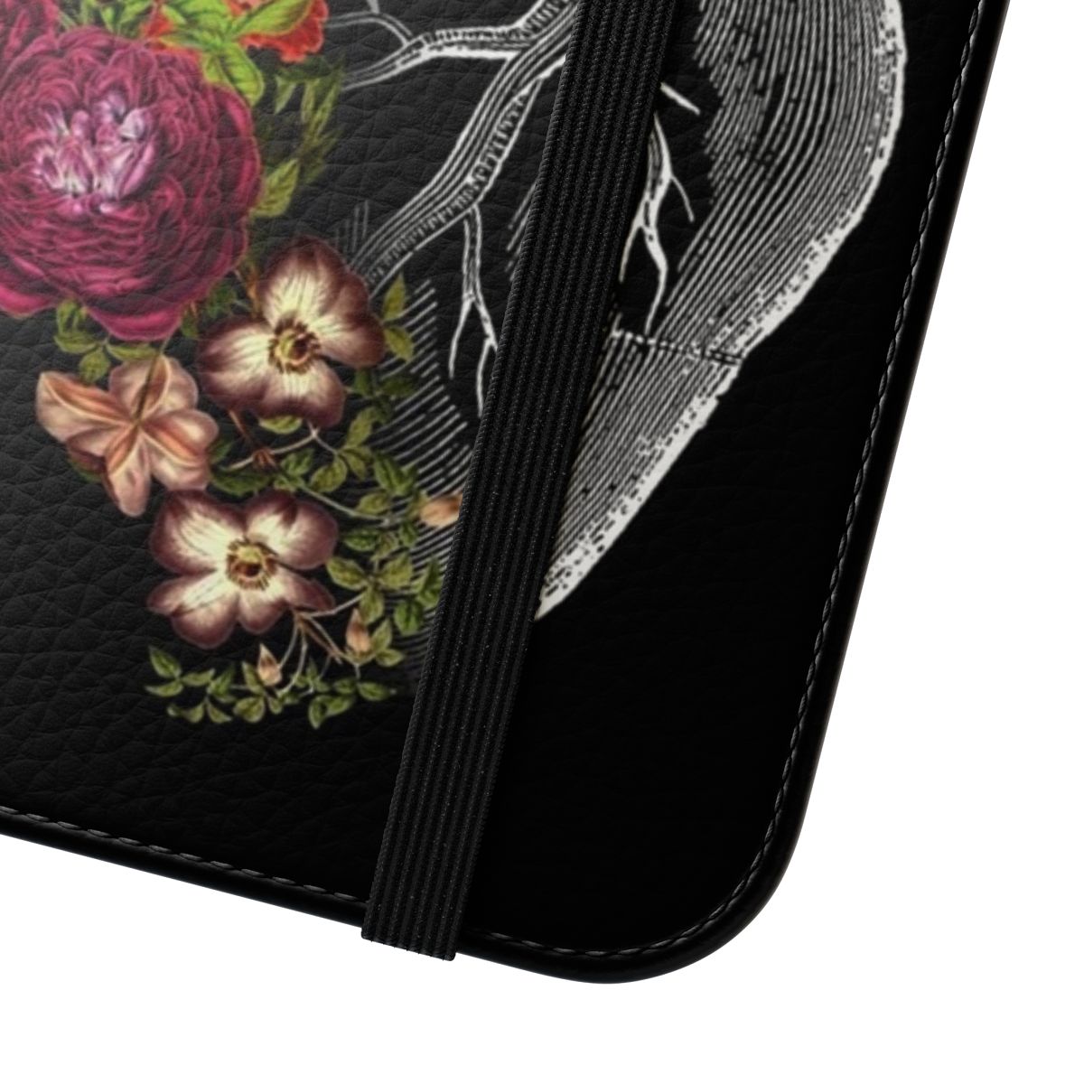 Flower heart spring design phone case featuring a vintage-inspired floral pattern - Close Up