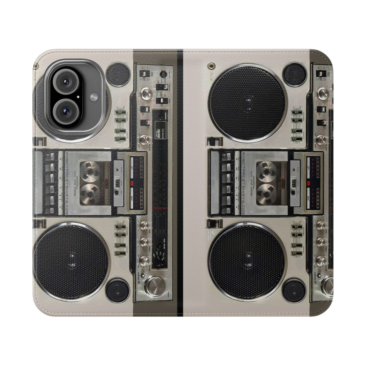 Retro 80s-style boombox design phone case