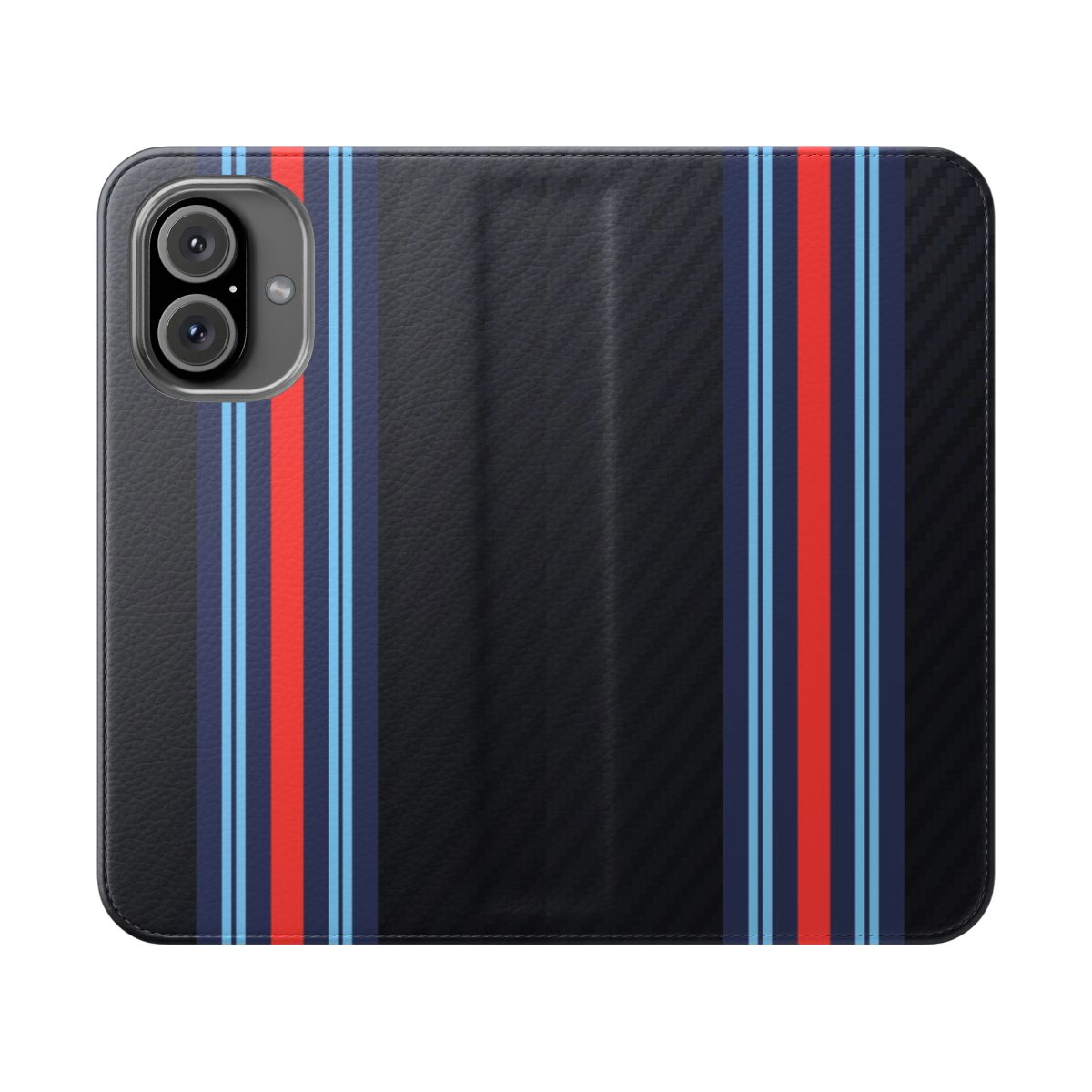 Martini racing stripe flip cover phone case for sports car enthusiasts