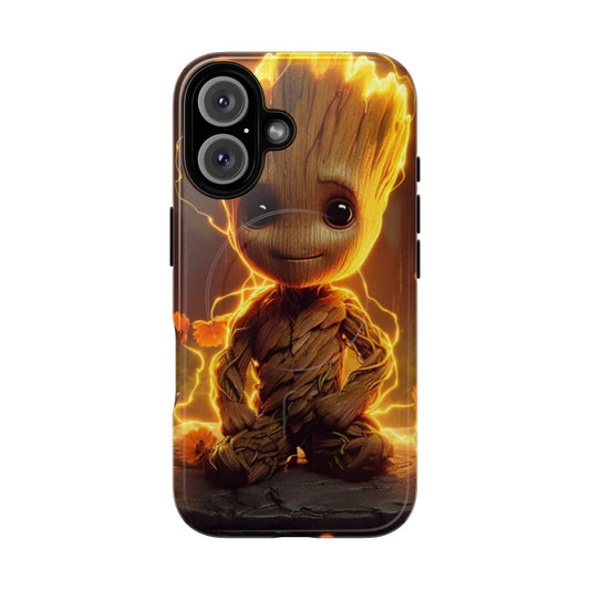 A protective phone case featuring the character Groot from Marvel