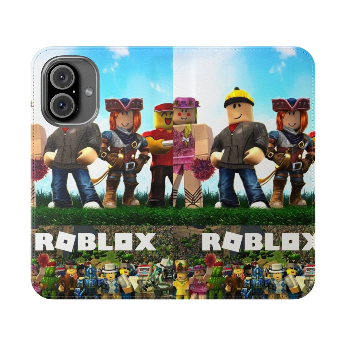 Roblox building games themed mobile phone protective flip cover case