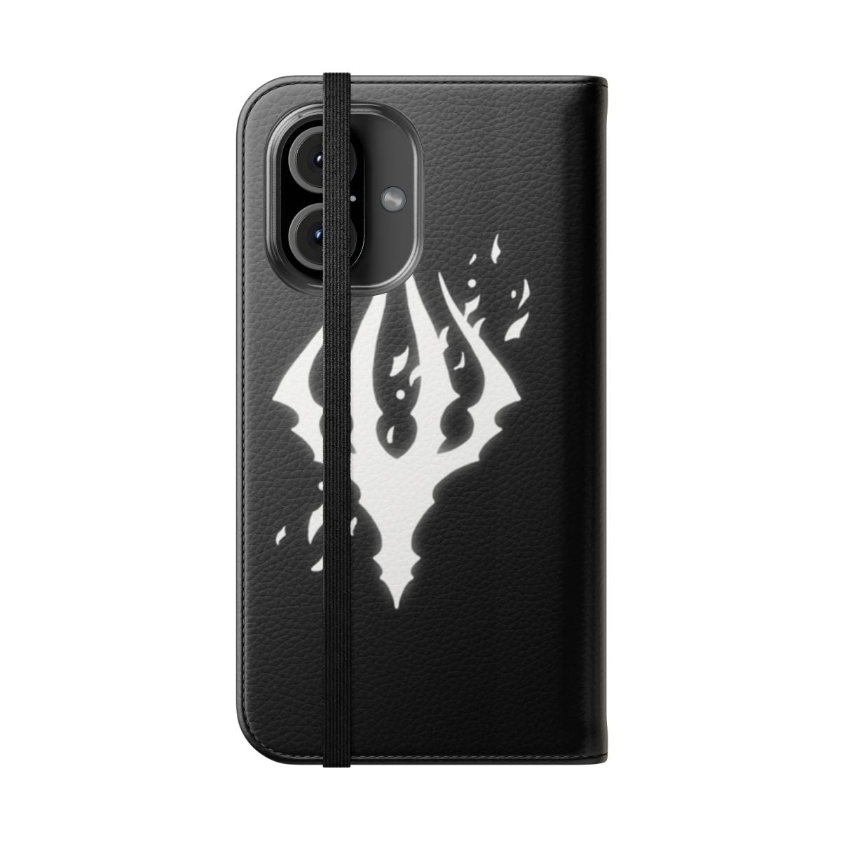 Black and white grayscale phone case featuring the King's Brand from the video game Hollow Knight. - Folded Front