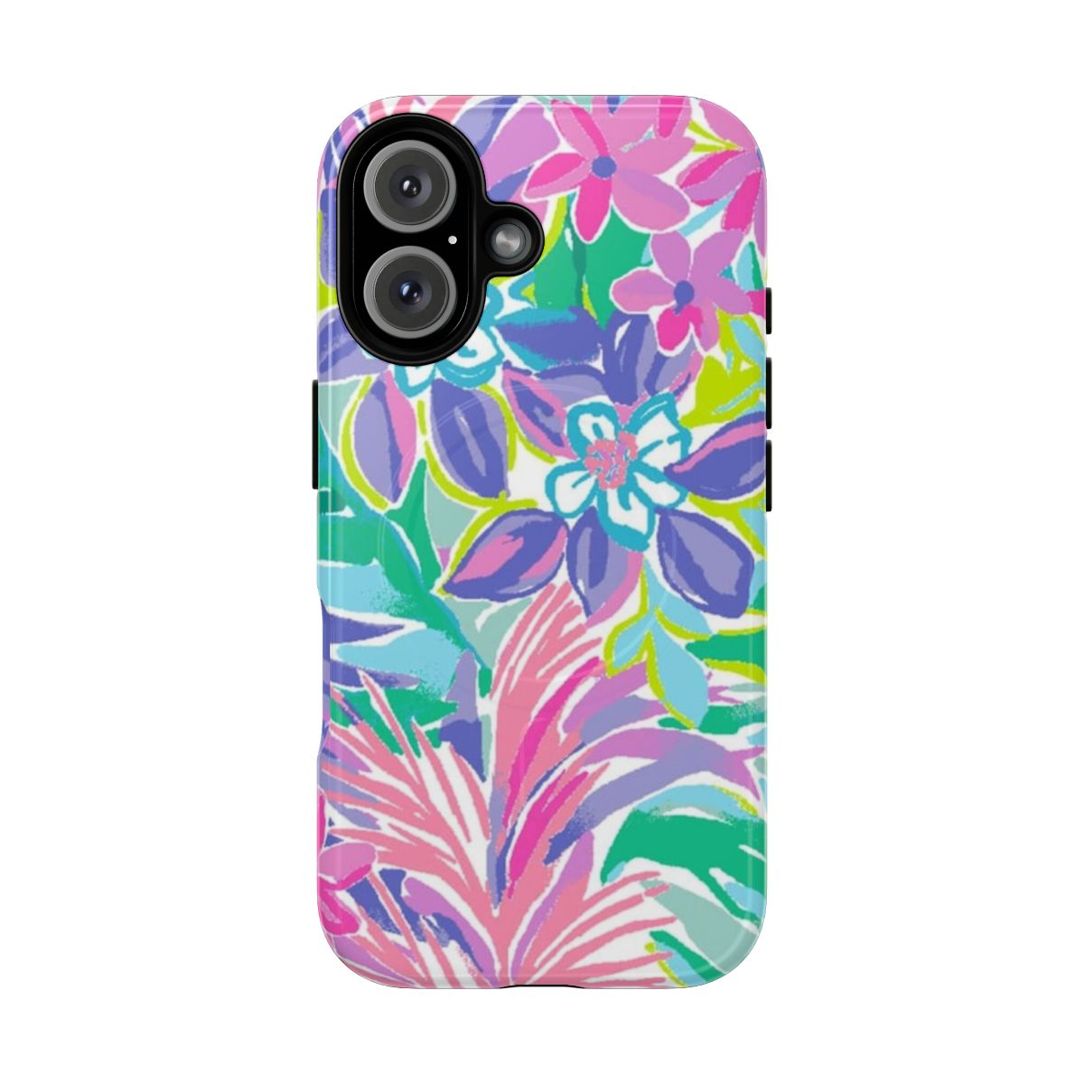 Colorful floral pattern phone case with magnetic closure