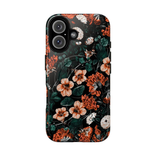 Vintage-inspired floral and forest pattern phone case