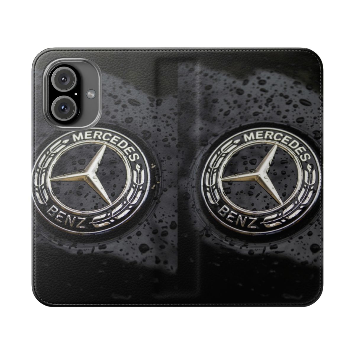 Sleek and stylish flip cover phone case featuring the iconic Mercedes-Benz logo