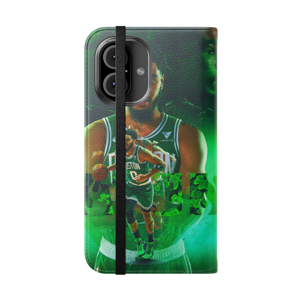 Stylish and durable phone case featuring Jayson Tatum, the star player of the Boston Celtics. - Folded Front