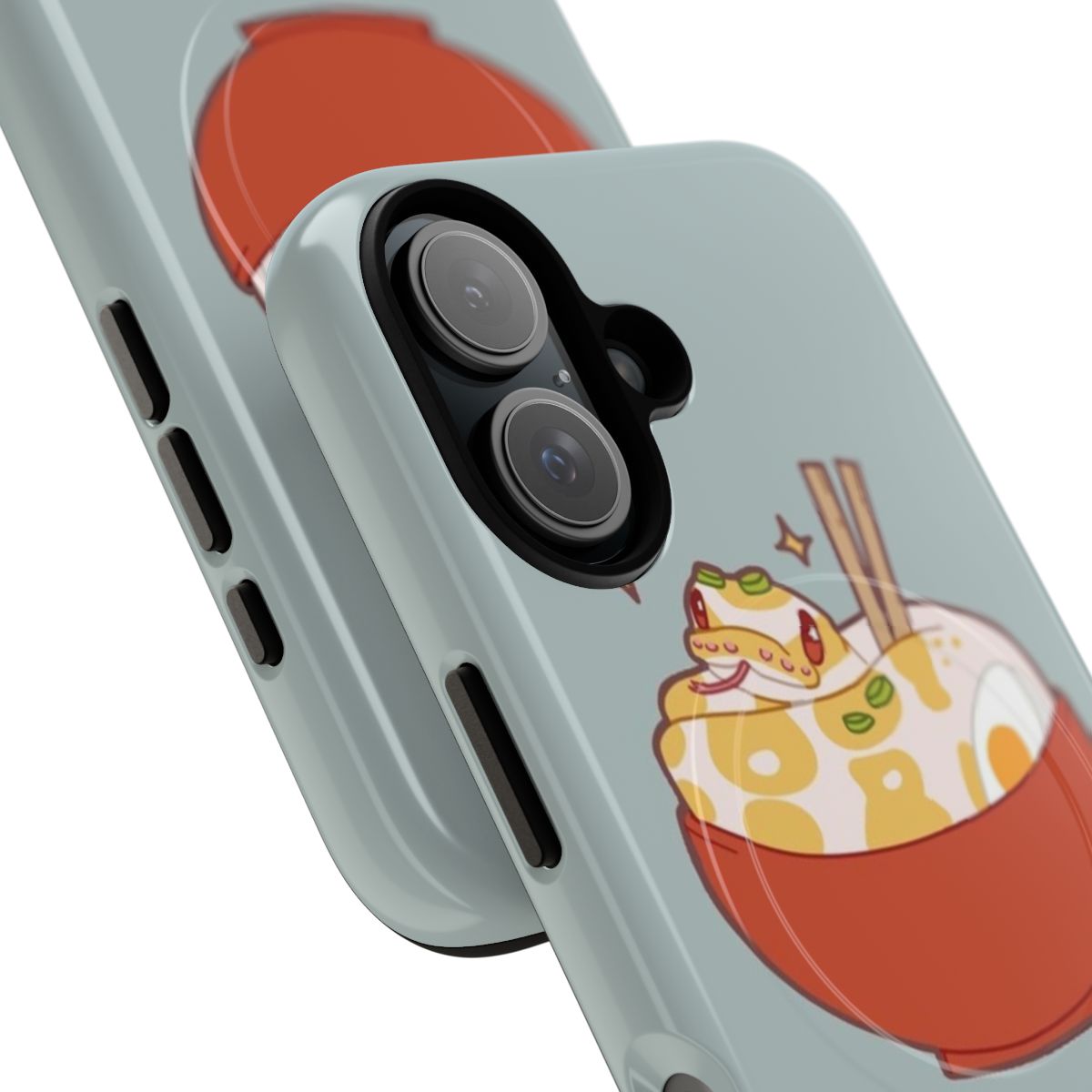 Magnetic phone case featuring a cute illustration of a ball python snake - Detail